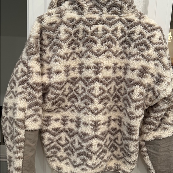 Abercrombie & Fitch Sherpa Half Zip Pullover Aztec Print Gray Hoodie M - Picture 5 of 5